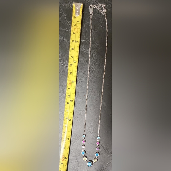 STERLING SILVER MULTI COLORED NECKLACE - Picture 8 of 9